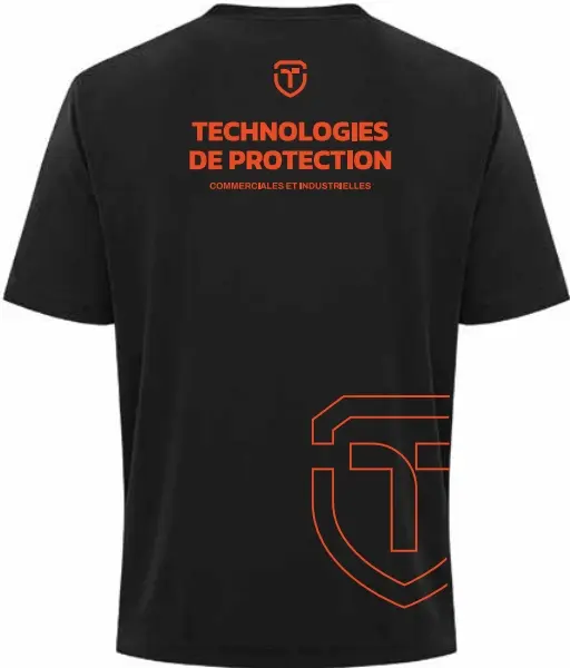 Tshirt manche courte 100 polyester col v impression noir femme arriere.webp